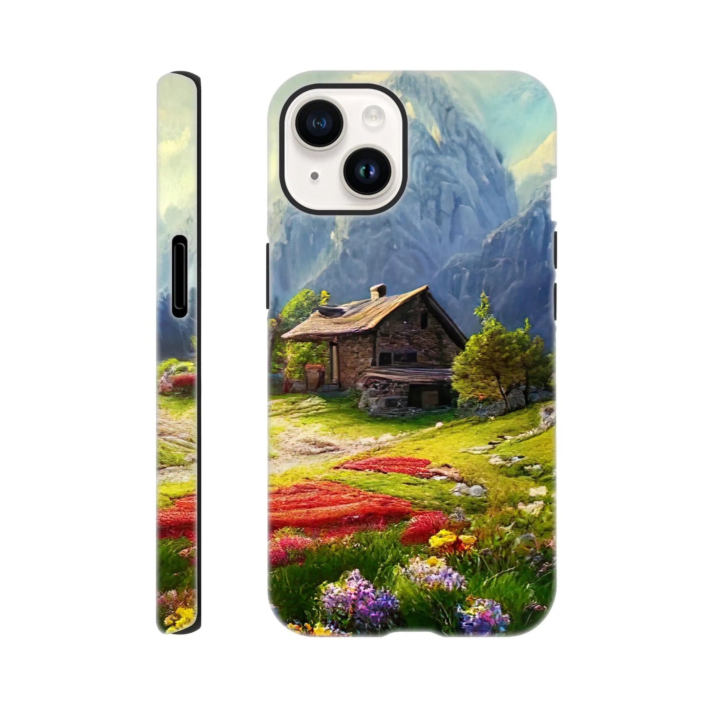 Smartphone-Hülle "Hart" - Berglandschaft - Malerischer Stil, KI-Kunst RolConArt, Landschaften, iPhone-14