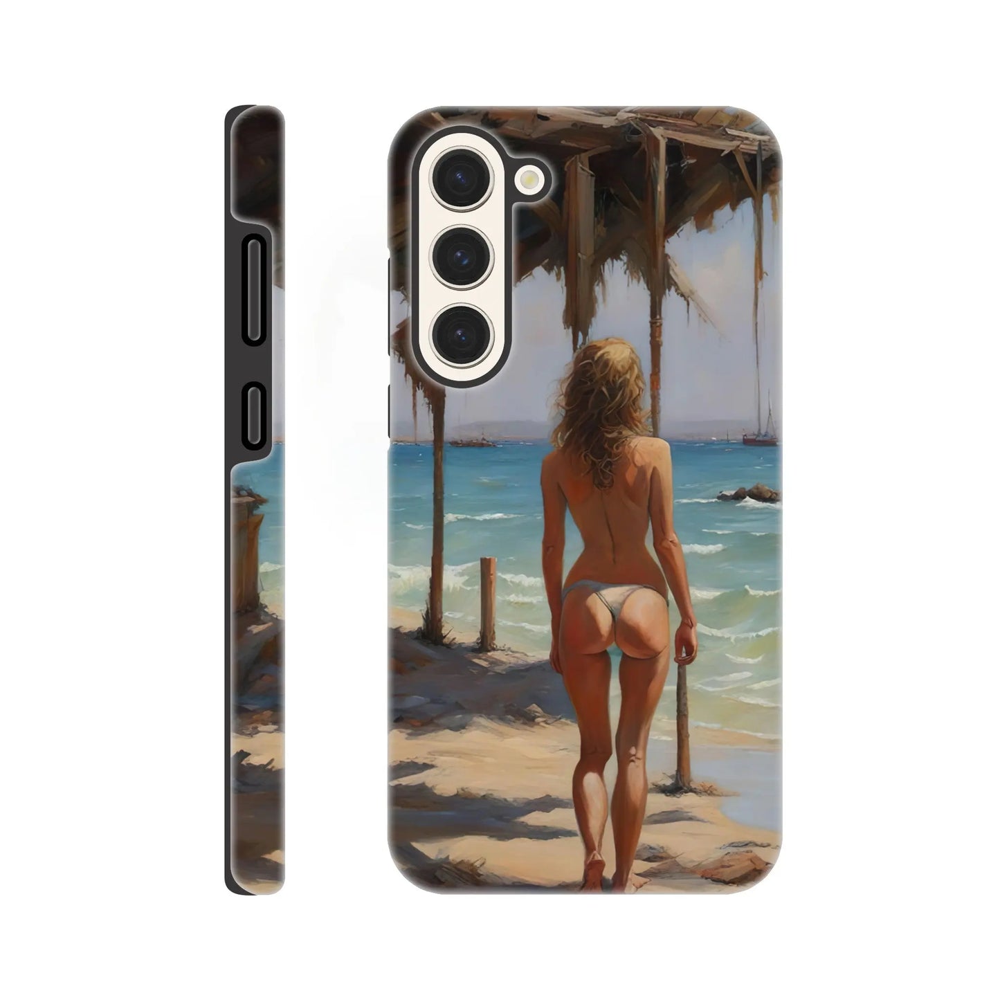 Smartphone-Hülle "Hart" - Frau am Strand - Malerischer Stil, KI-Kunst RolConArt, Malerischer Stil - Porträts, Galaxy-S23-Plus