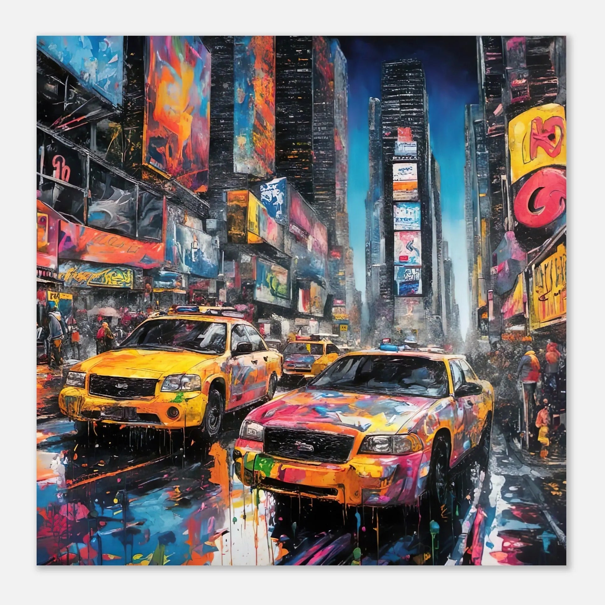 Aluminiumdruck - Times Square - Splash Art Stil, KI-Kunst RolConArt