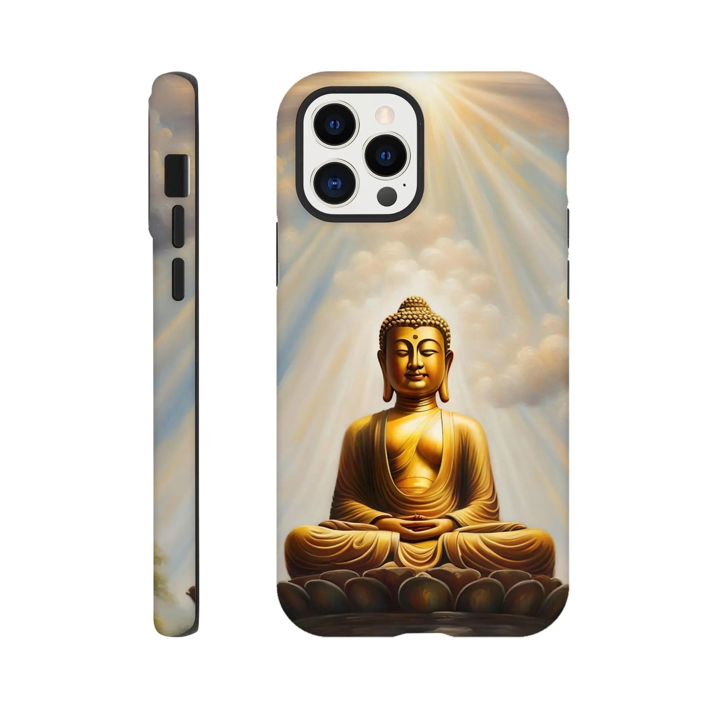 Smartphone-Hülle "Hart" - Buddha - Malerischer Stil, KI-Kunst RolConArt, Spirituelle Vielfalt, iPhone-12-Pro