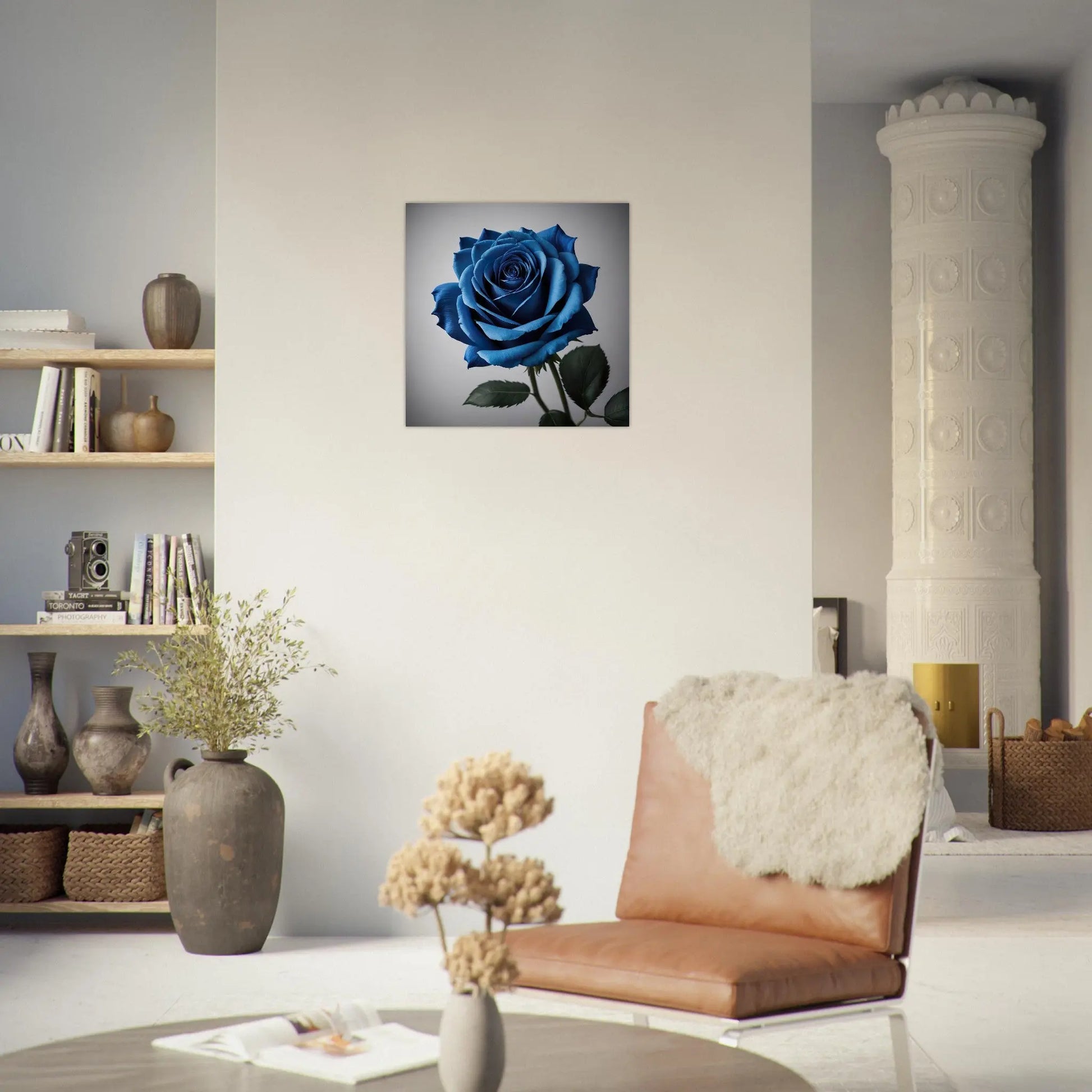 Aluminiumdruck - Blaue Rose - Foto Stil, KI-Kunst - RolConArt, Pflanzen, 