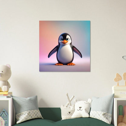 Aluminiumdruck - Pinguin - Kinderbild, 3D-Stil, KI-Kunst RolConArt