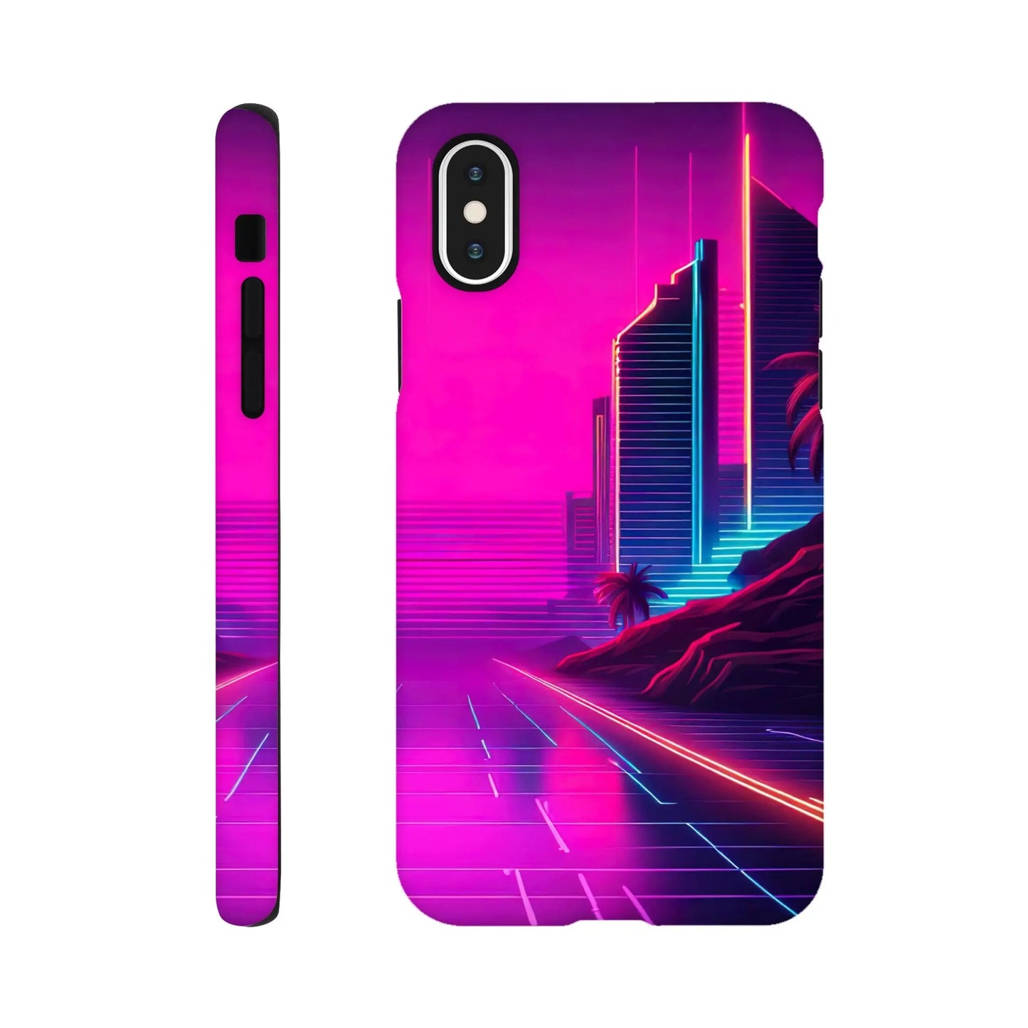 Smartphone-Hülle "Hart" - Stadtlandschaft - Neon Stil, KI-Kunst RolConArt, Neon, iPhone-XS