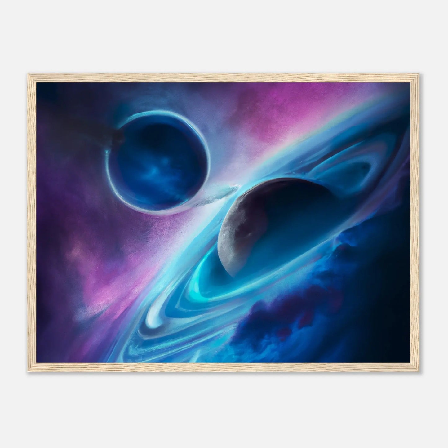 Gerahmtes Premium-Poster - Planet, Weltraum - Digitaler Stil, KI-Kunst - RolConArt, Sci-Fi, 45x60-cm-18x24-Holz