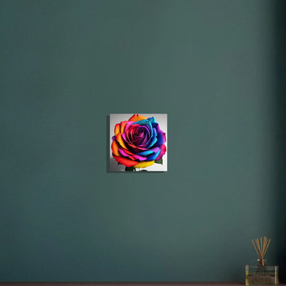 Aluminiumdruck - Bunte Rose - Foto Stil, KI-Kunst - RolConArt, Pflanzen, 30x30-cm-12x12