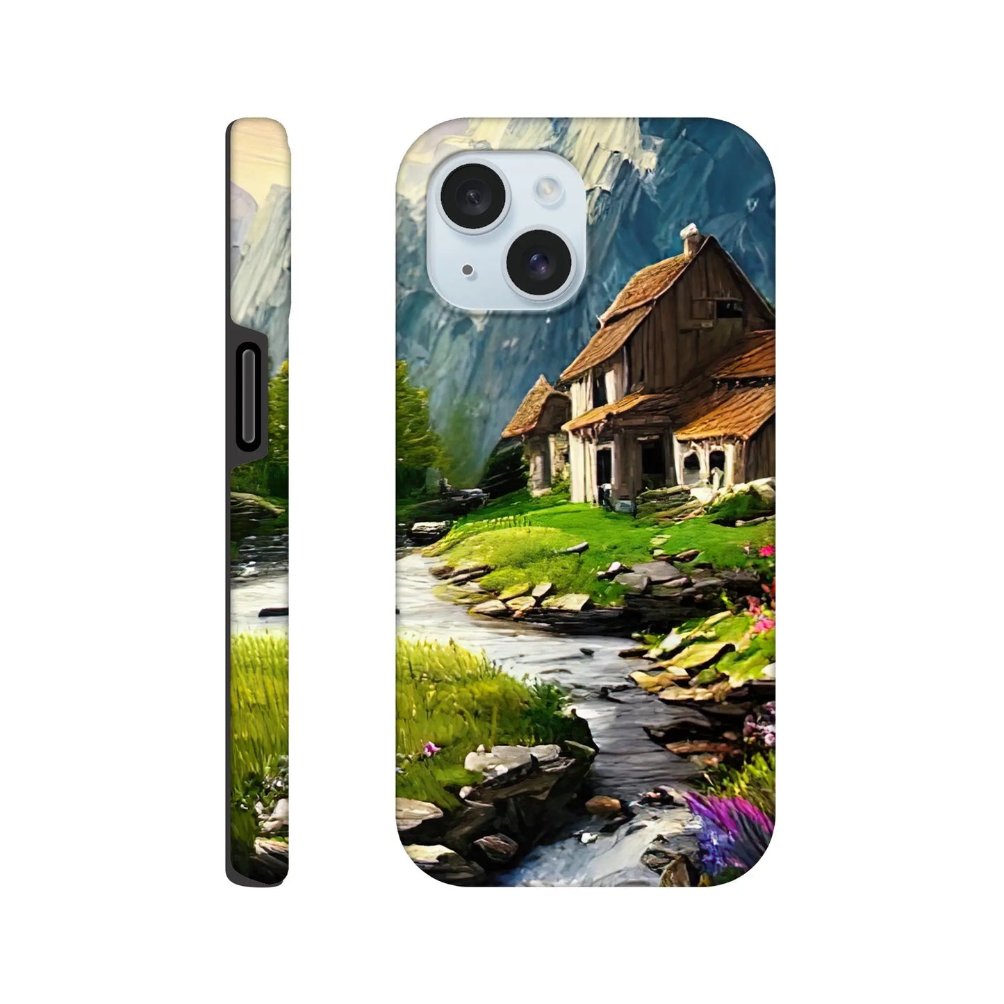 Smartphone-Hülle "Hart" - Berglandschaft - Malerischer Stil, KI-Kunst RolConArt, Landschaften, iPhone-15