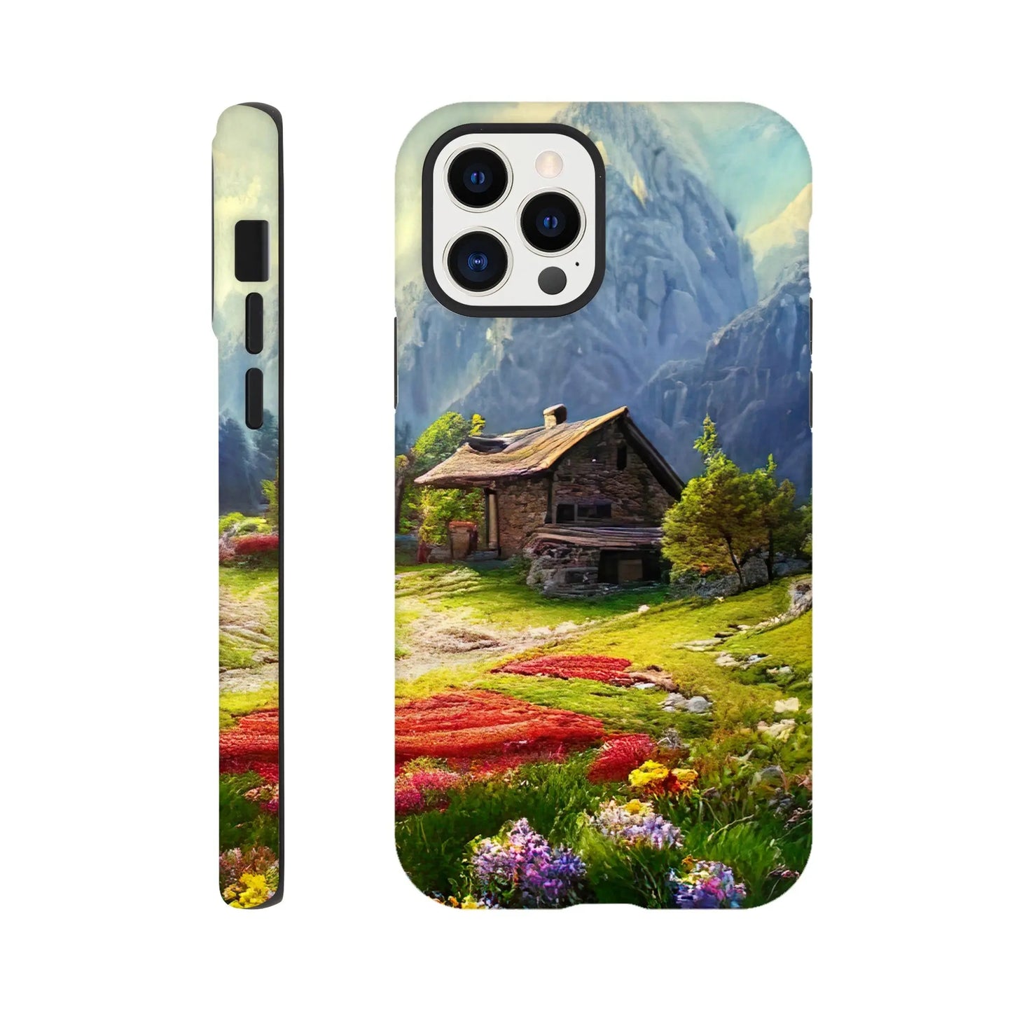 Smartphone-Hülle "Hart" - Berglandschaft - Malerischer Stil, KI-Kunst RolConArt, Landschaften, iPhone-12-Pro