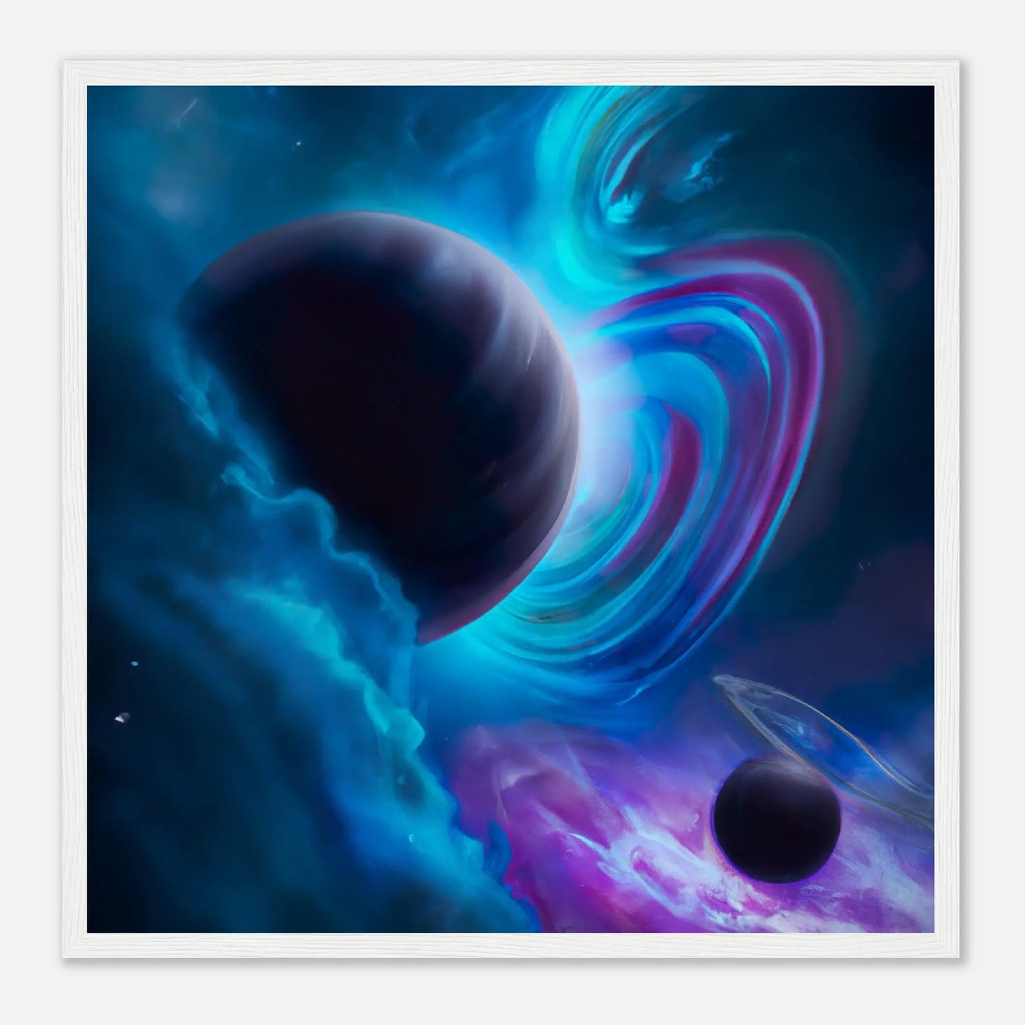 Gerahmtes Premium-Poster - Planet, Weltraum - Digitaler Stil, KI-Kunst - RolConArt, Sci-Fi, 50x50-cm-20x20-Weiß