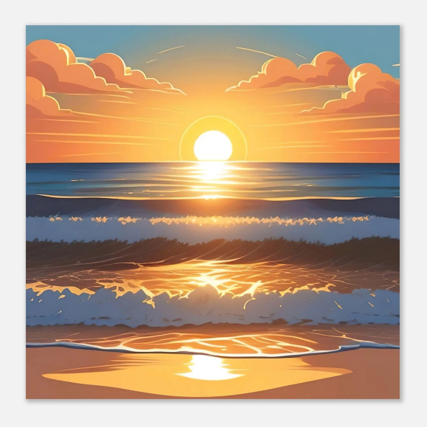 Moderner Forex-Druck - Abendsonne am Meer - Digitaler Stil, KI-Kunst - RolConArt, Landschaften, 