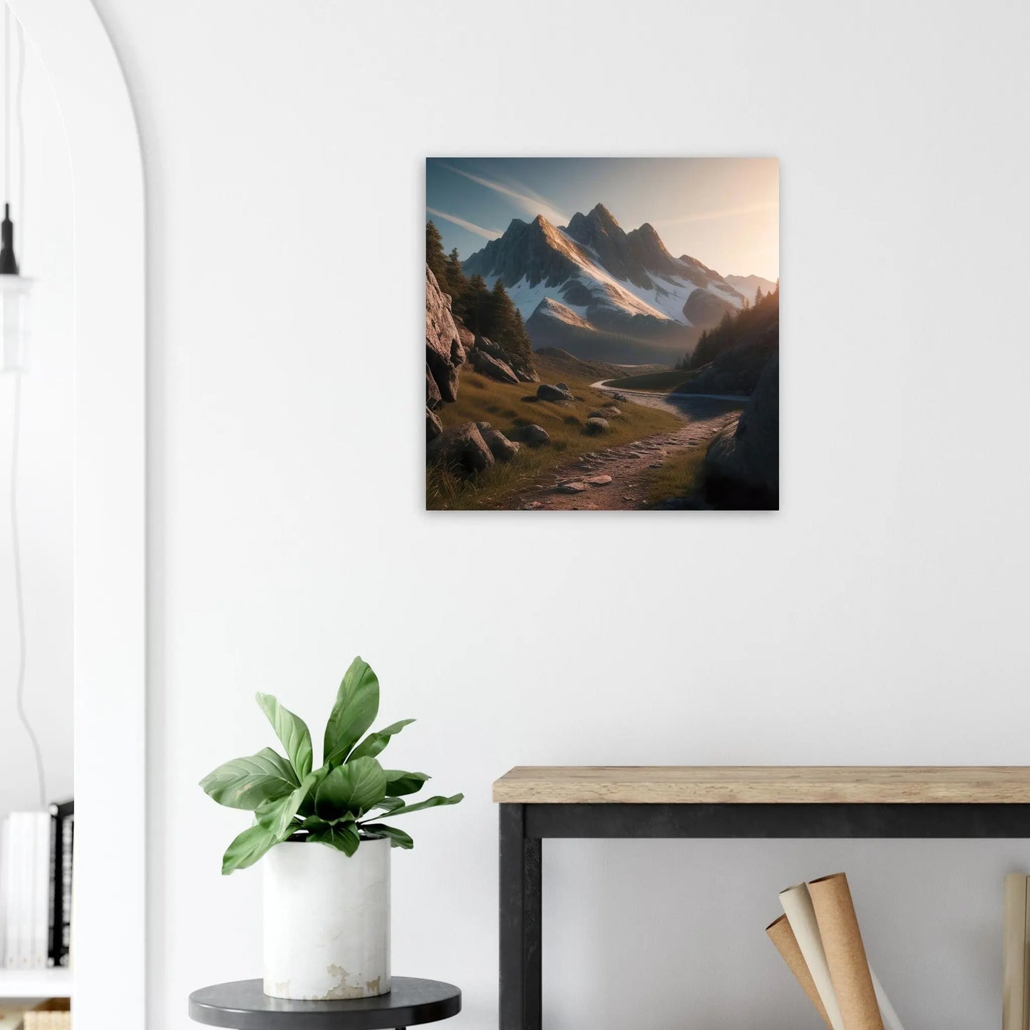 Moderner Forex-Druck - Berglandschaft - Foto Stil, KI-Kunst RolConArt