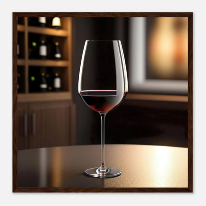 Gerahmtes Premium-Poster - Rotwein im Glas - Foto Stil, KI-Kunst - RolConArt, Kreative Vielfalt, 50x50-cm-20x20-Dunkler-Holzrahmen