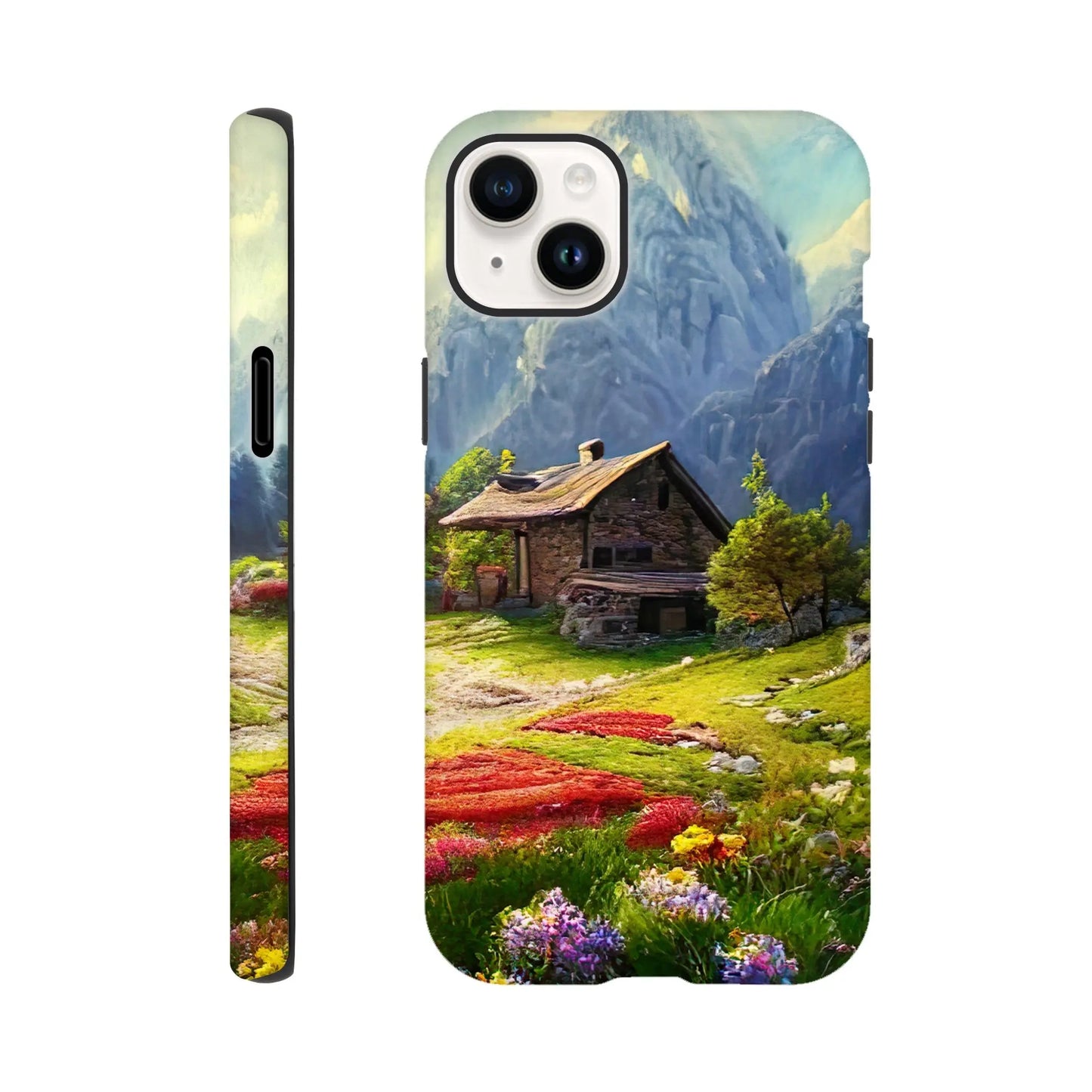 Smartphone-Hülle "Hart" - Berglandschaft - Malerischer Stil, KI-Kunst RolConArt, Landschaften, iPhone-14-Plus