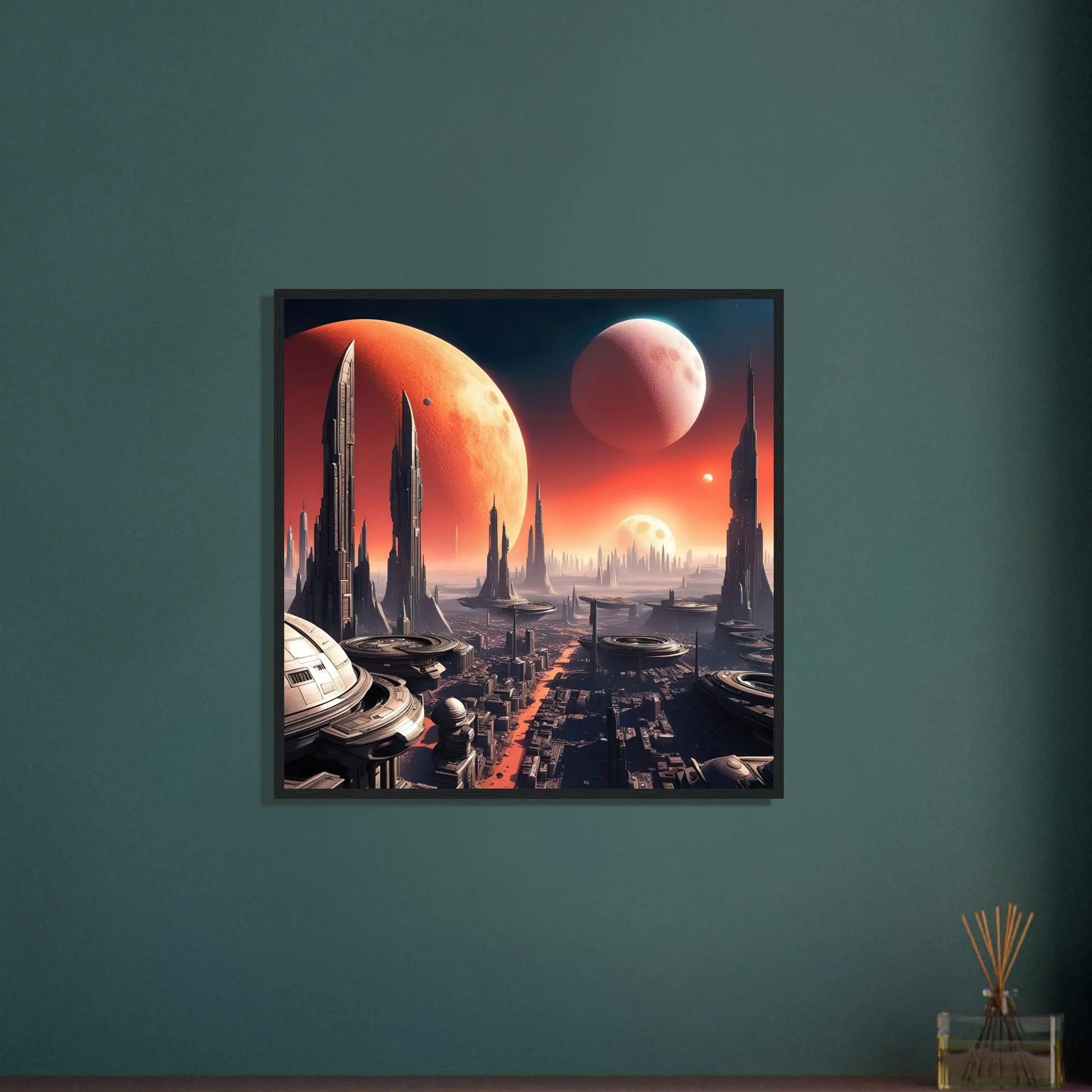 Gerahmtes Premium-Poster -Futuristische Welt- Digitaler Stil, KI-Kunst - RolConArt, Sci-Fi, 