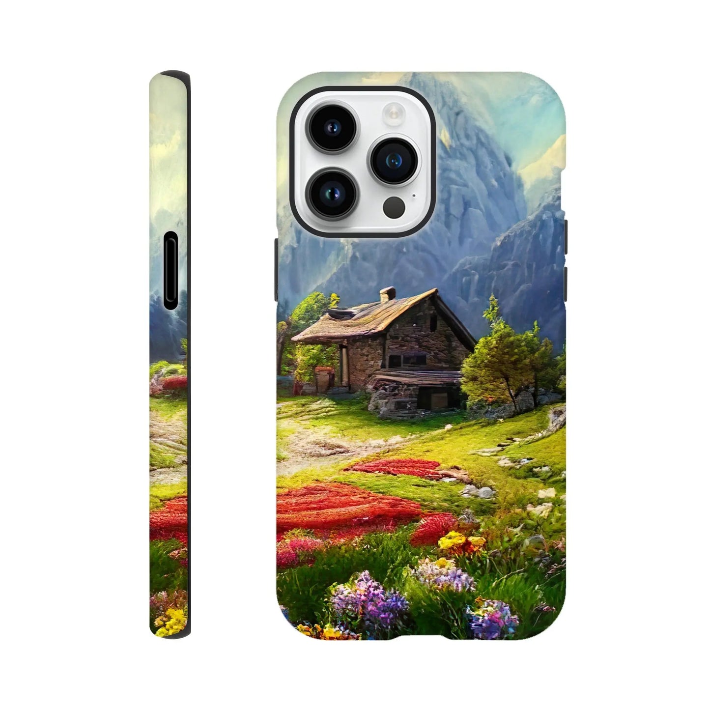 Smartphone-Hülle "Hart" - Berglandschaft - Malerischer Stil, KI-Kunst RolConArt, Landschaften, iPhone-14-Pro-Max