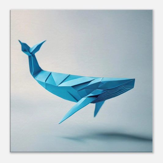 Leinwandbild - Blauwal - Origami Stil, KI-Kunst - RolConArt, Origami Kunst, 60x60-cm-24x24