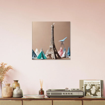 Leinwandbild - Eiffelturm - Origami Stil, KI-Kunst - RolConArt, Origami Kunst, 