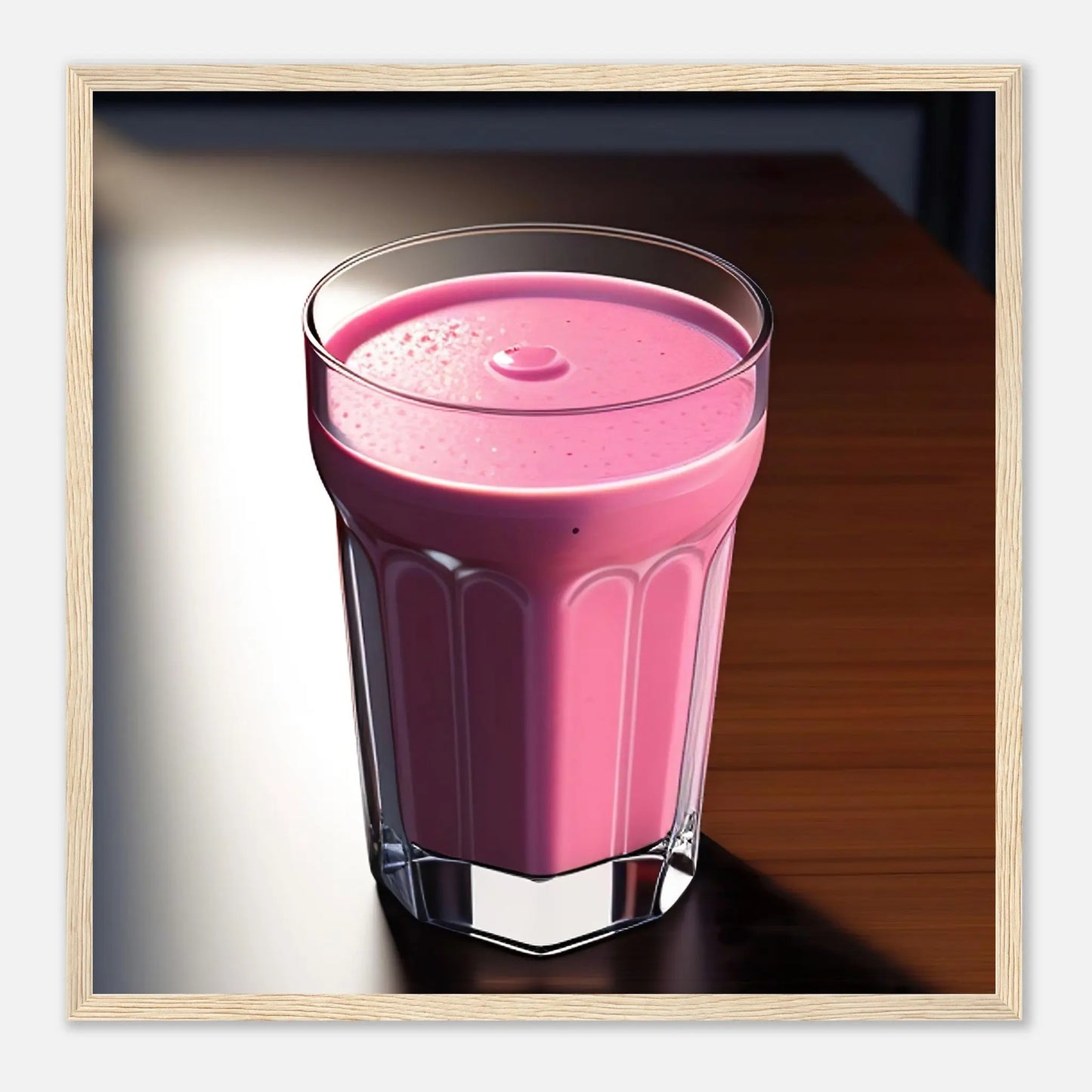 Gerahmtes Premium-Poster - Smoothie im Glas - Foto Stil, KI-Kunst - RolConArt, Kreative Vielfalt, 50x50-cm-20x20-Holzrahmen