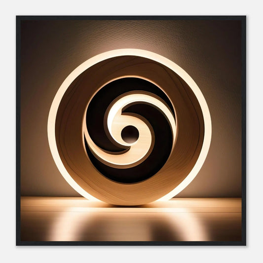 Gerahmtes Premium-Poster - Yin Yang - Foto Stil, KI-Kunst - RolConArt, Kreative Vielfalt, 70x70-cm-28x28-Schwarzer-Rahmen