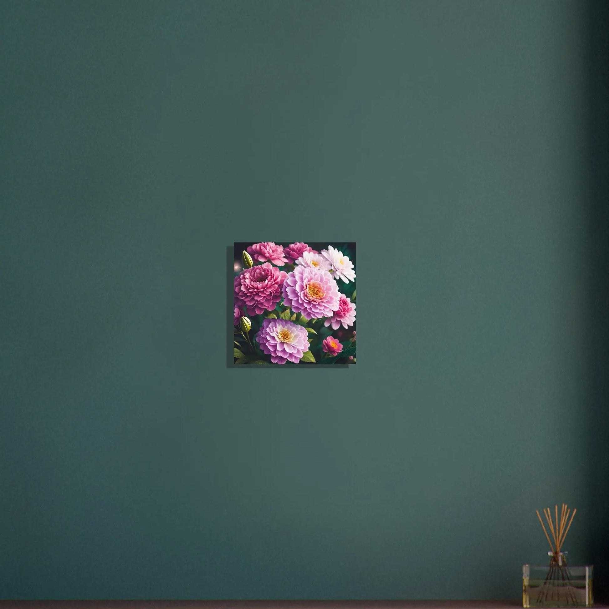 Aluminiumdruck - Blumen Vielfalt - Foto Stil, KI-Kunst - RolConArt, Pflanzen, 30x30-cm-12x12