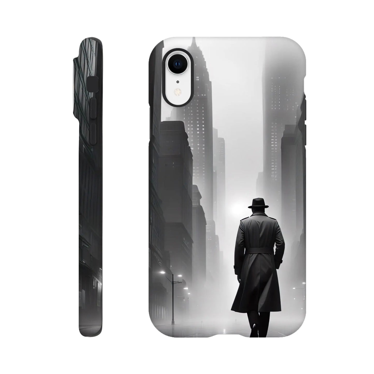 Smartphone-Hülle "Hart" - Stadtgänger - Schwarz-Weiß Stil, KI-Kunst RolConArt, Schwarz-Weiß, iPhone-XR