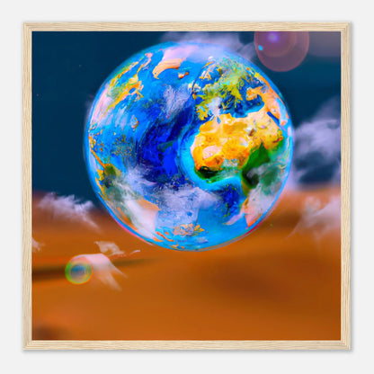 Gerahmtes Premium-Poster - Planet - Digitaler Stil, KI-Kunst - RolConArt, Sci-Fi, 50x50-cm-20x20-Holz