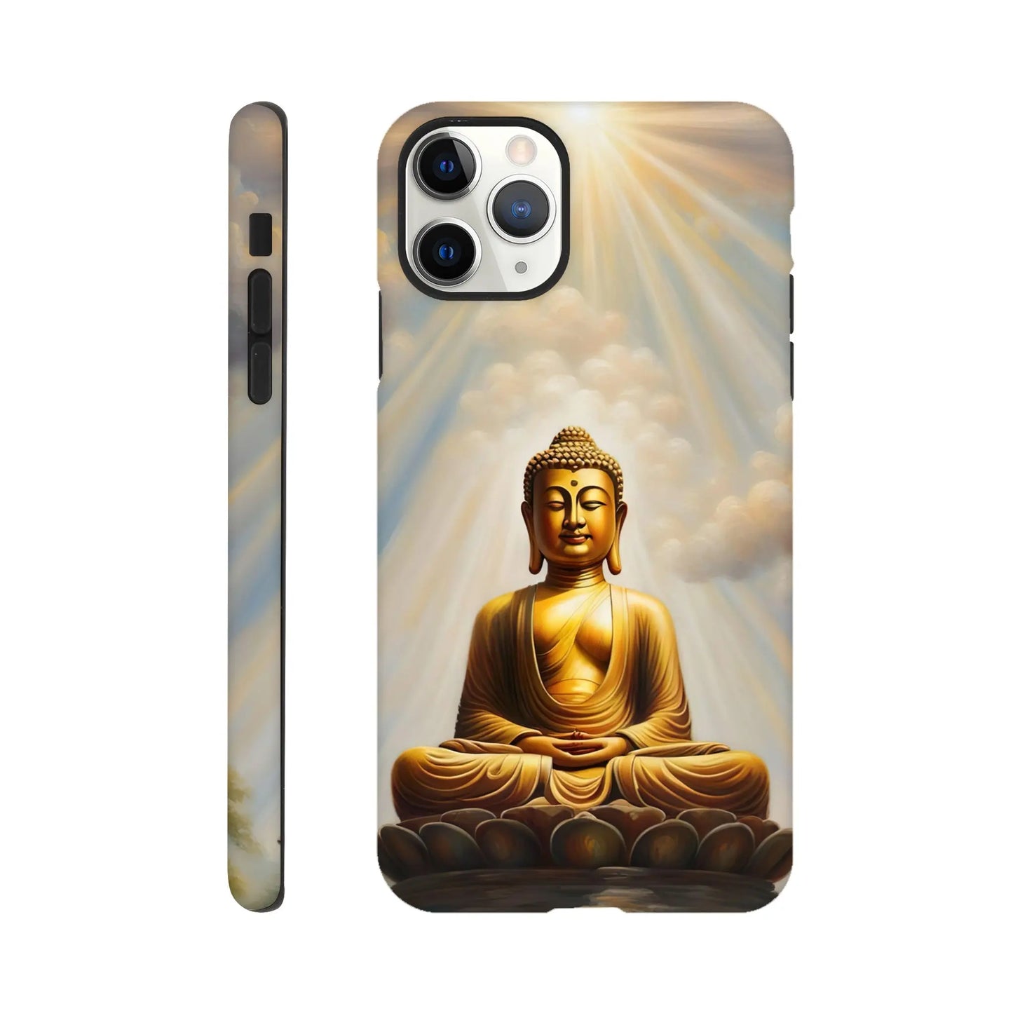 Smartphone-Hülle "Hart" - Buddha - Malerischer Stil, KI-Kunst RolConArt, Spirituelle Vielfalt, iPhone-11-Pro-Max