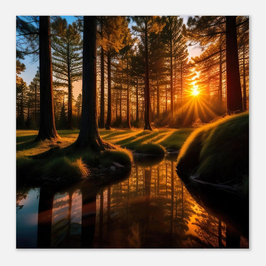 Moderner Forex-Druck - Waldlandschaft - Foto Stil, KI-Kunst - RolConArt Landschaften 