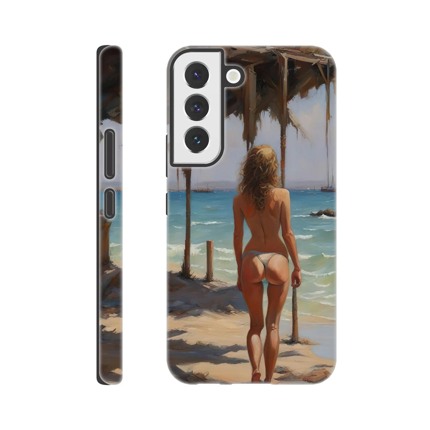 Smartphone-Hülle "Hart" - Frau am Strand - Malerischer Stil, KI-Kunst RolConArt, Malerischer Stil - Porträts, Galaxy-S22