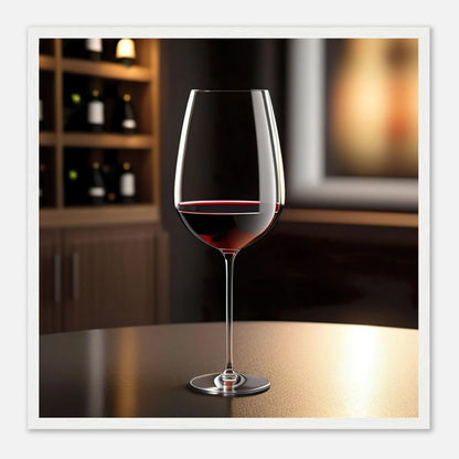 Gerahmtes Premium-Poster - Rotwein im Glas - Foto Stil, KI-Kunst - RolConArt, Kreative Vielfalt, 50x50-cm-20x20-Weißer-Rahmen