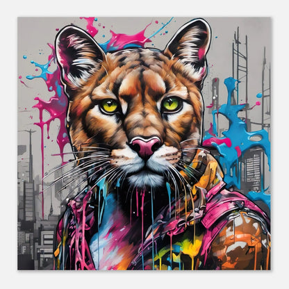 Aluminiumdruck - Puma - Splash Art Stil, KI-Kunst RolConArt