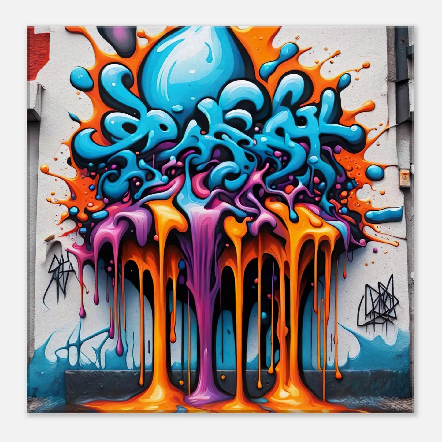 Leinwandbild - 3D Graffiti - Splash Art Stil, KI-Kunst - RolConArt, Splash Art, 40x40-cm-16x16