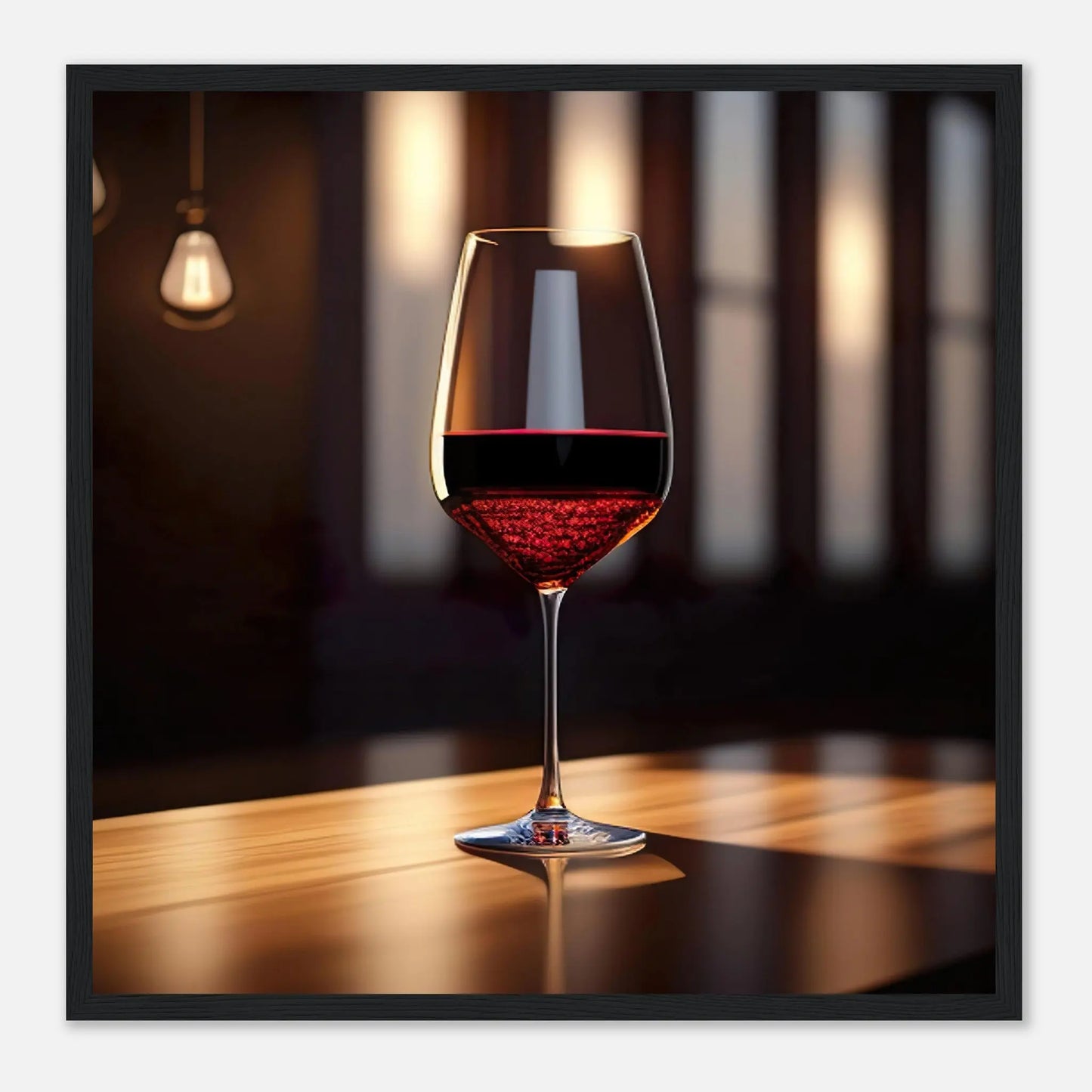 Gerahmtes Premium-Poster - Rotwein im Glas - Foto Stil, KI-Kunst - RolConArt, Kreative Vielfalt, 50x50-cm-20x20-Schwarzer-Rahmen