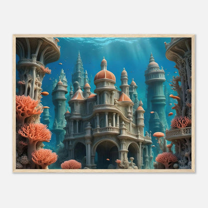 Gerahmtes Premium-Poster - Unterwasserwelt - Digitaler Stil, KI-Kunst - RolConArt, Unterwasserlandschaften, 60x80-cm-24x32-Holzrahmen