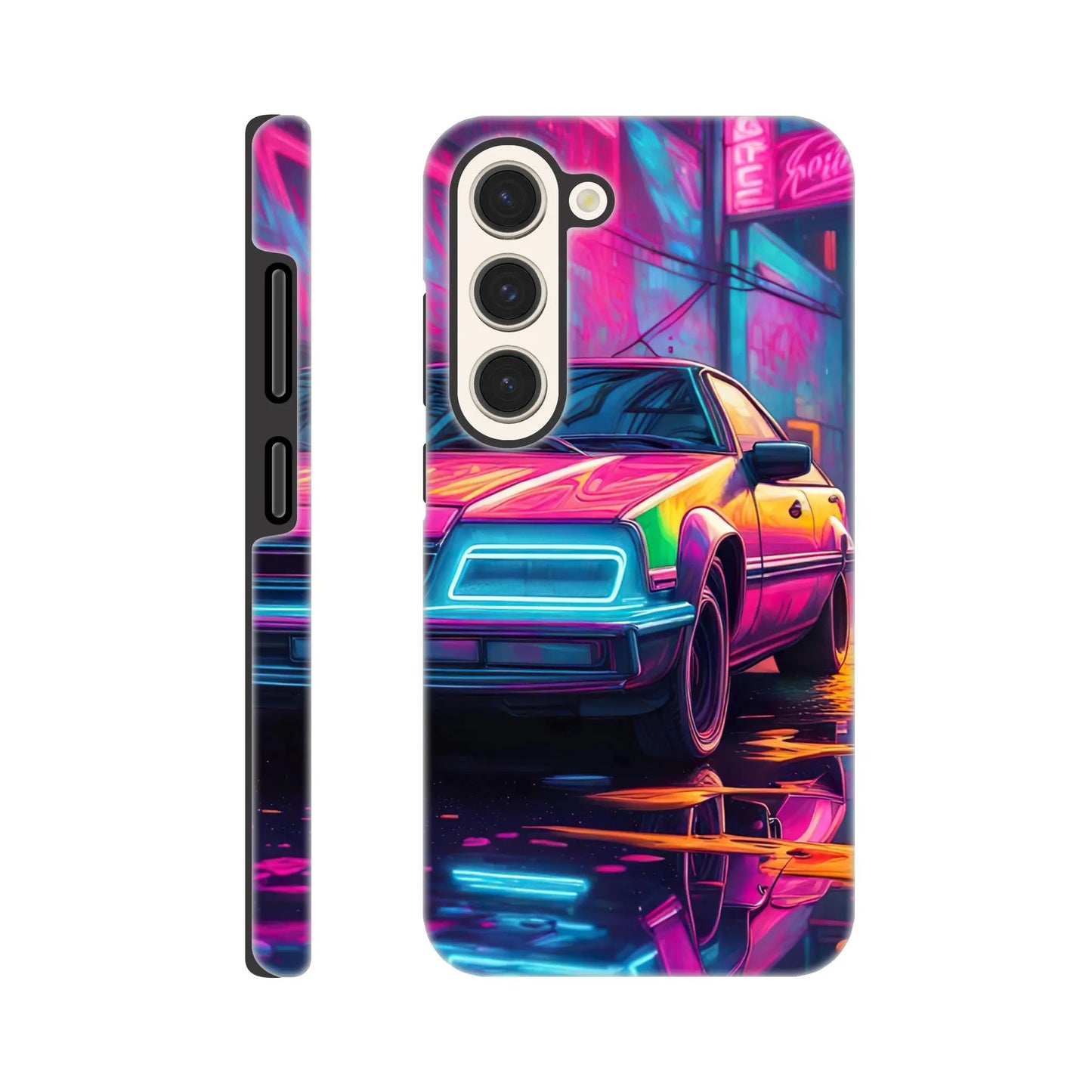 Smartphone-Hülle "Hart" - Retro Auto - Neon Stil, KI-Kunst RolConArt, Neon, Galaxy-S23