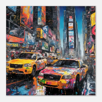 Leinwandbild - Times Square - Splash Art Stil, KI-Kunst - RolConArt, Splash Art, 50x50-cm-20x20