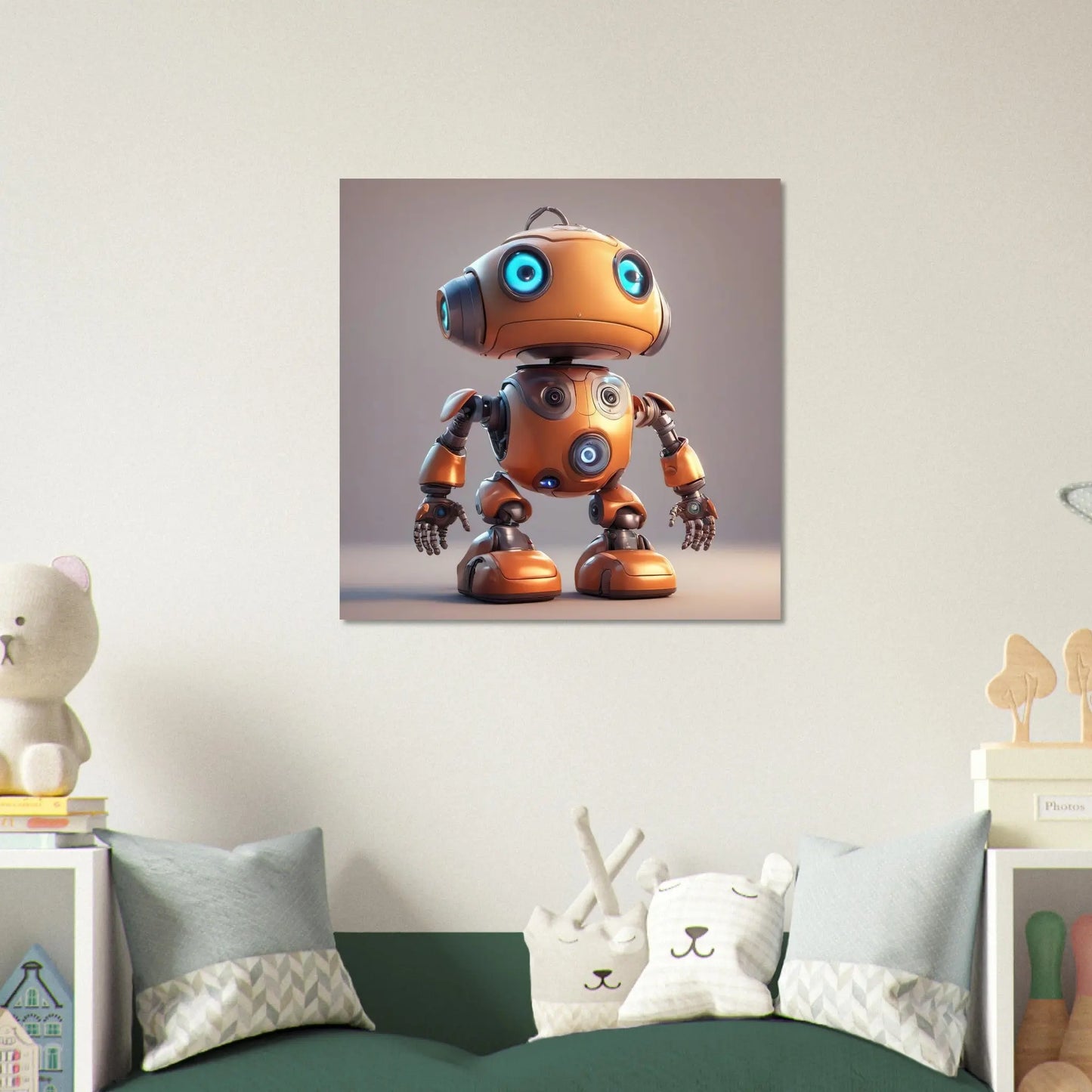 Aluminiumdruck - Roboter - Kinderbild, 3D-Stil, KI-Kunst RolConArt