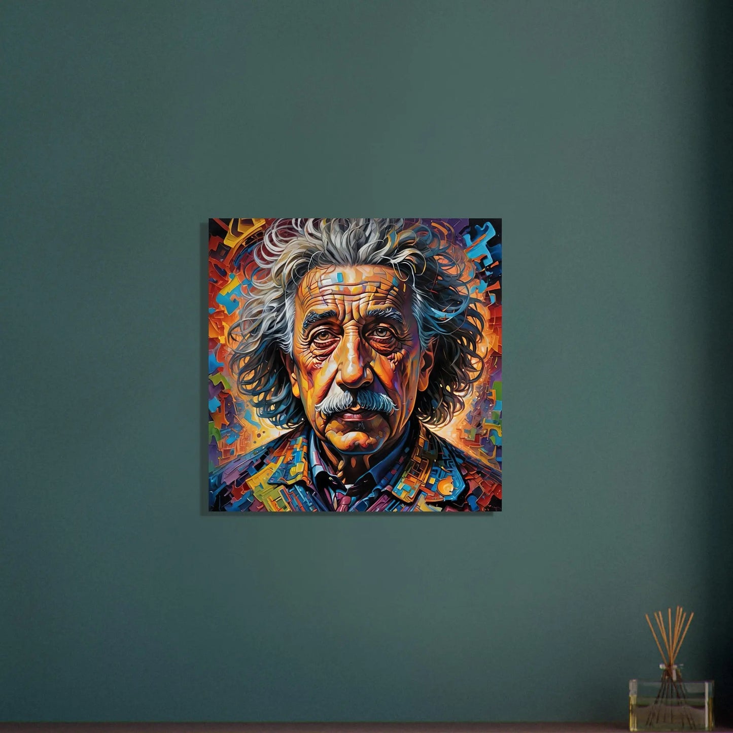 Aluminiumdruck - Albert Einstein - Splash Art Stil, KI-Kunst, Splash Art,  - RolConArt