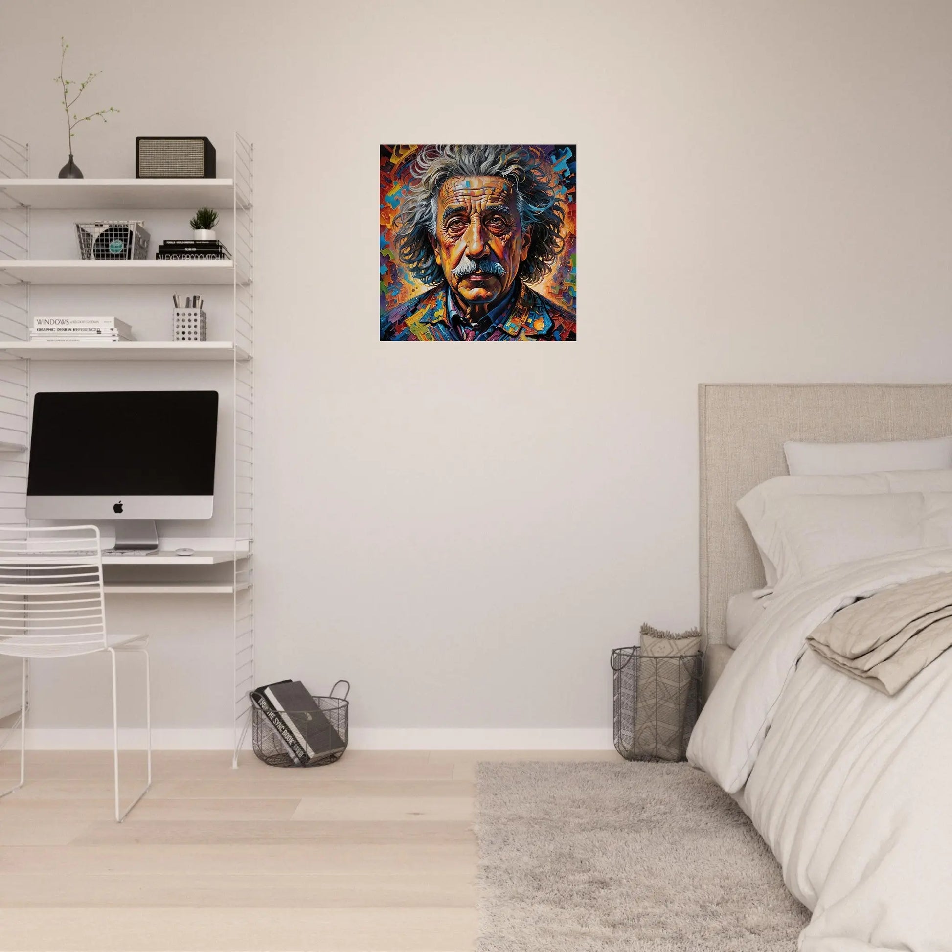 Aluminiumdruck - Albert Einstein - Splash Art Stil, KI-Kunst, Splash Art,  - RolConArt