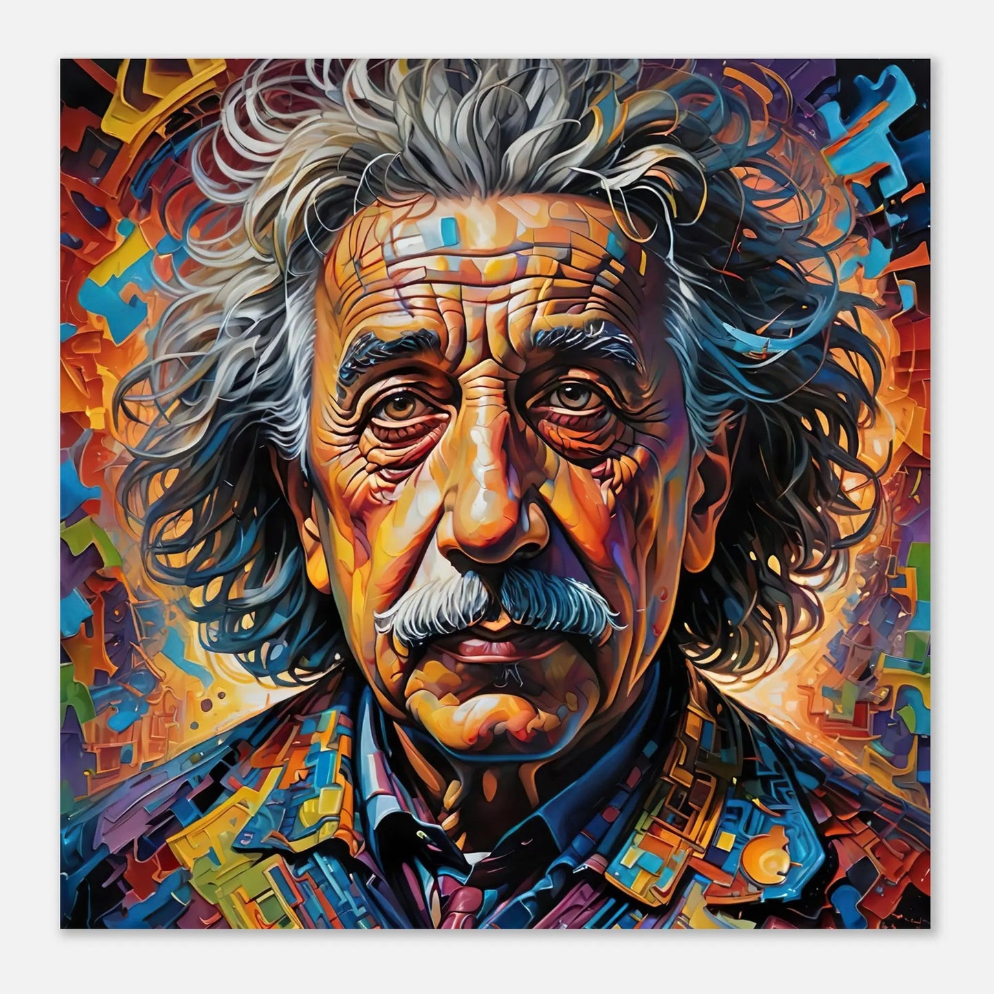 Aluminiumdruck - Albert Einstein - Splash Art Stil, KI-Kunst, Splash Art, 30x30-cm-12x12 - RolConArt