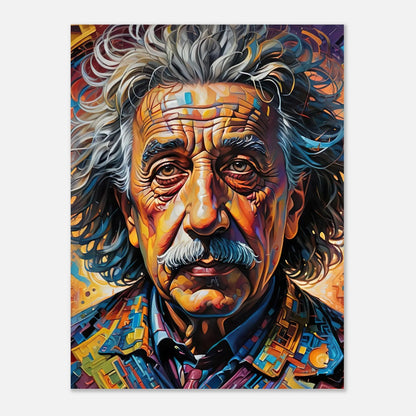 Aluminiumdruck - Albert Einstein - Splash Art Stil, KI-Kunst, Splash Art, 60x80-cm-24x32 - RolConArt