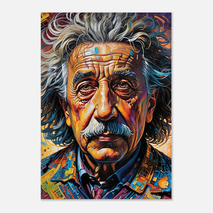 Aluminiumdruck - Albert Einstein - Splash Art Stil, KI-Kunst, Splash Art, 70x100-cm-28x40 - RolConArt