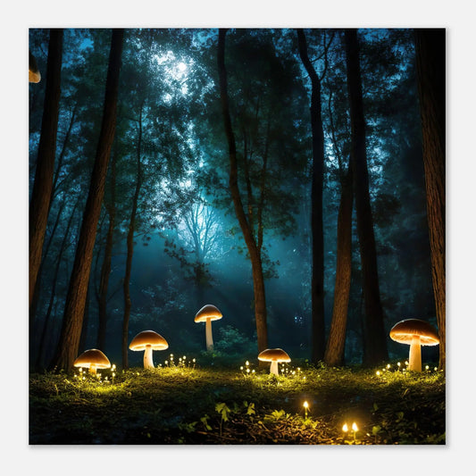 Aluminiumdruck - Verzauberte Waldlichter - Foto Stil, KI-Kunst, Surreale Landschaften, 60x60-cm-24x24 - RolConArt