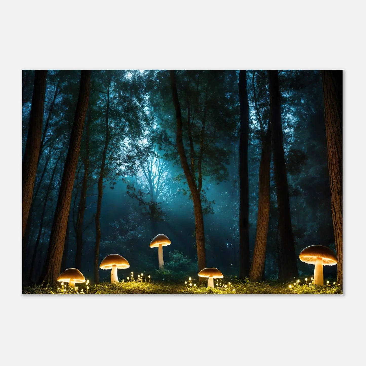 Aluminiumdruck - Verzauberte Waldlichter - Foto Stil, KI-Kunst, Surreale Landschaften, 70x100-cm-28x40 - RolConArt