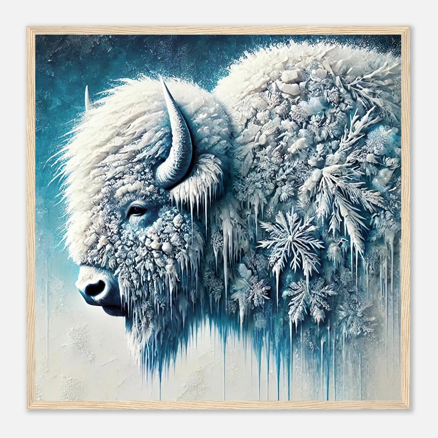 Gerahmtes Premium-Poster - Arktischer Riese - 3D-Stil, KI-Kunst, Tiere - Kreative Vielfalt, 50x50-cm-20x20-Holzrahmen - RolConArt