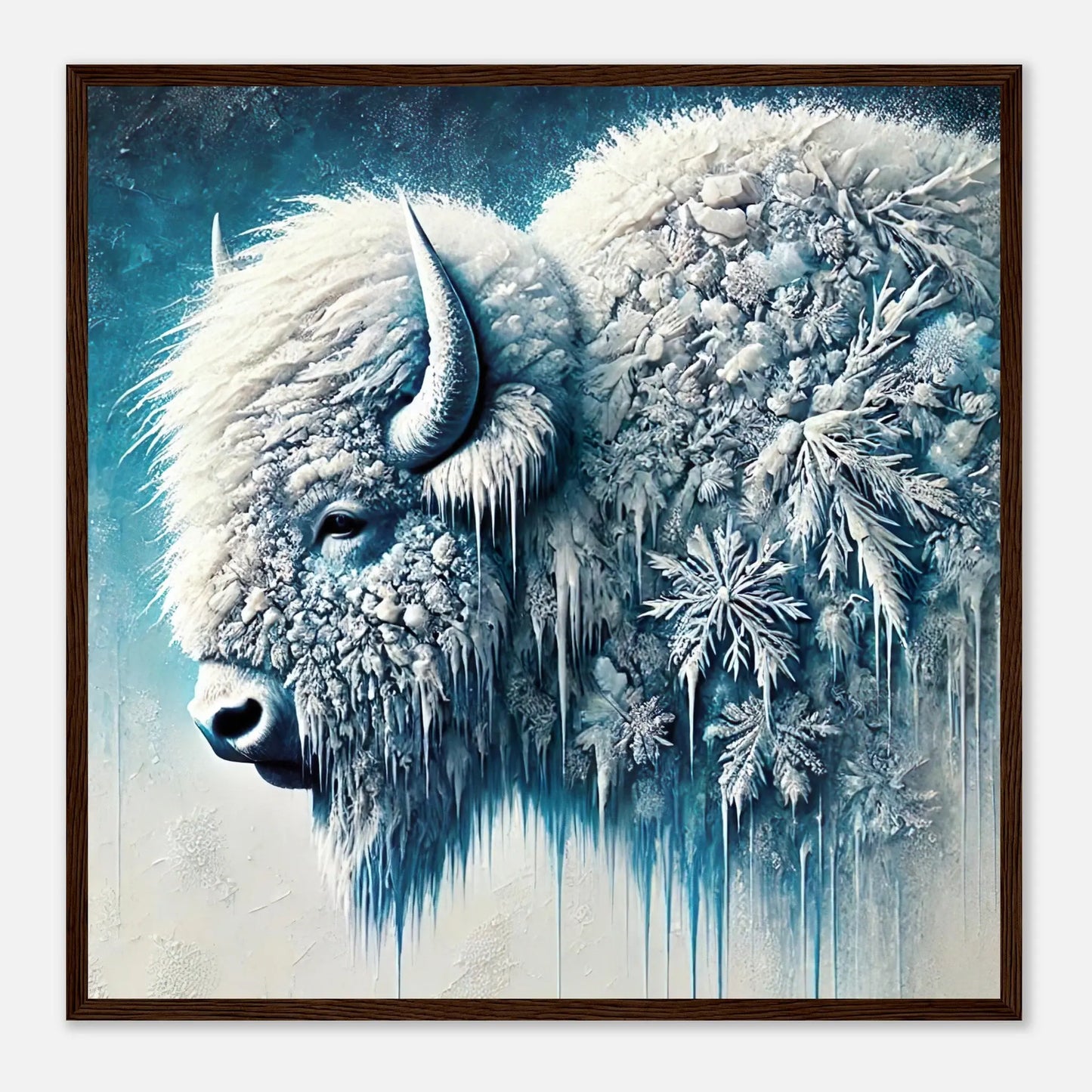 Gerahmtes Premium-Poster - Arktischer Riese - 3D-Stil, KI-Kunst, Tiere - Kreative Vielfalt, 50x50-cm-20x20-Rahmen-aus-dunklem-Holz - RolConArt