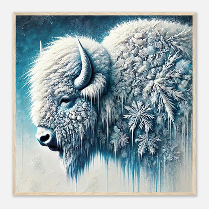 Gerahmtes Premium-Poster - Arktischer Riese - 3D-Stil, KI-Kunst, Tiere - Kreative Vielfalt, 70x70-cm-28x28-Holzrahmen - RolConArt