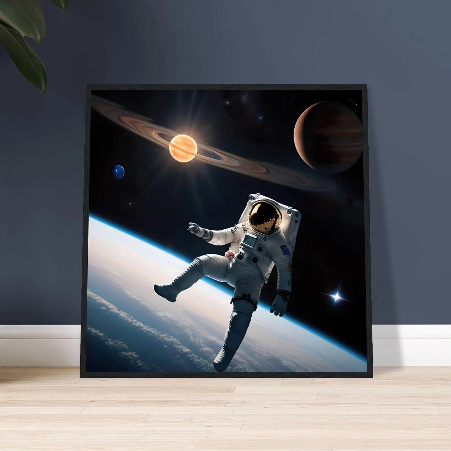 Gerahmtes Premium-Poster - Astronautenabenteuer - 3D-Stil, KI-Kunst, Sci-Fi,  - RolConArt