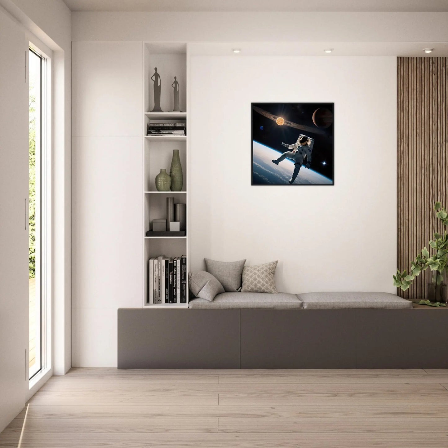 Gerahmtes Premium-Poster - Astronautenabenteuer - 3D-Stil, KI-Kunst, Sci-Fi,  - RolConArt