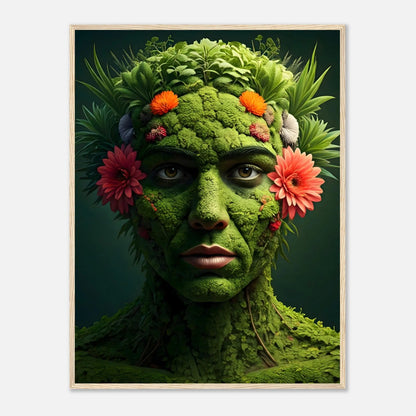 Gerahmtes Premium-Poster - Eins mit der Erde - 3D-Stil, KI-Kunst, Kreative Vielfalt, 60x80-cm-24x32-Holzrahmen - RolConArt