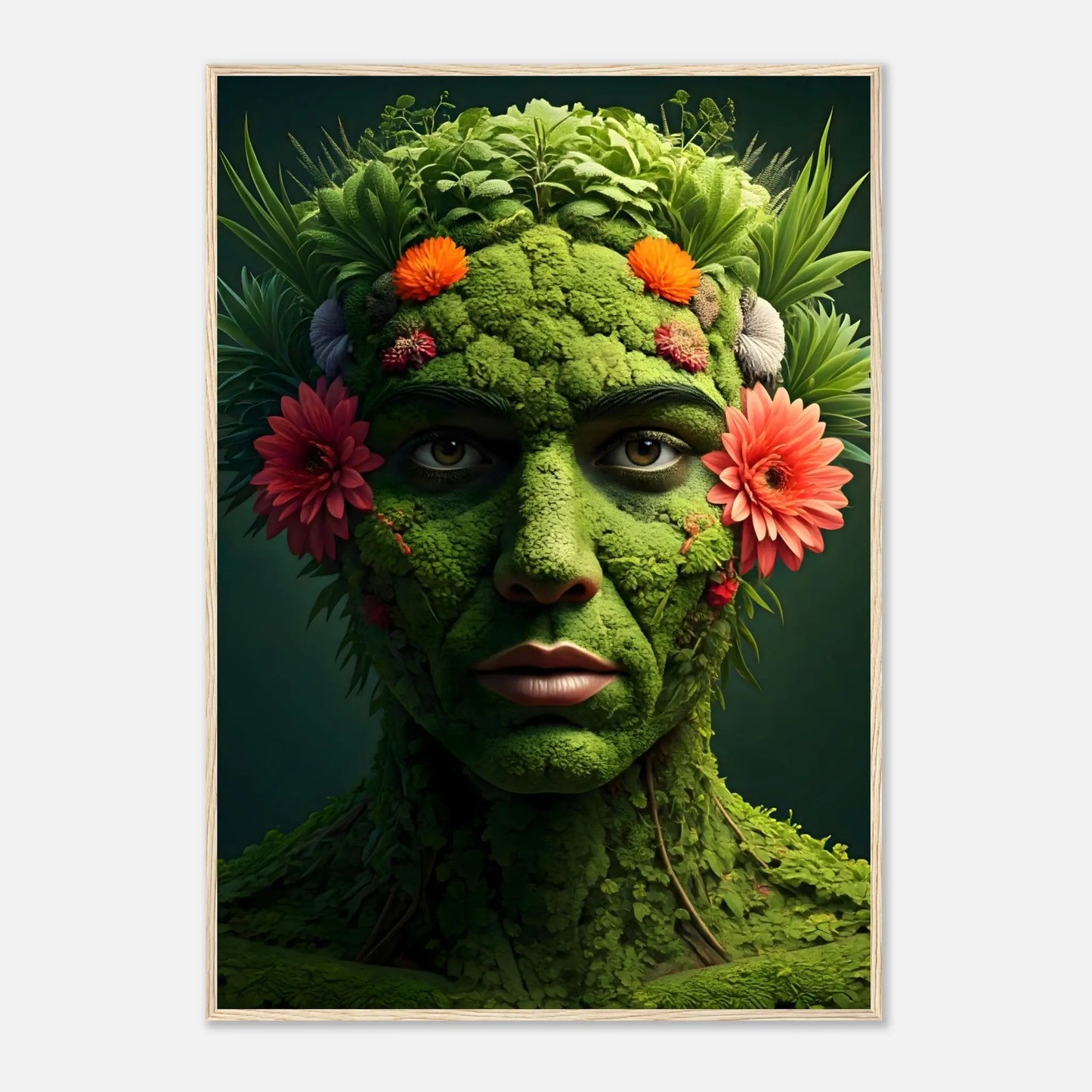 Gerahmtes Premium-Poster - Eins mit der Erde - 3D-Stil, KI-Kunst, Kreative Vielfalt, 70x100-cm-28x40-Holzrahmen - RolConArt